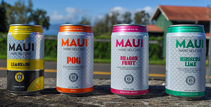 Maui Hard Seltzer Flavor Line Up, including Dragon Fruit, POG, Lemonade, Citrus, and Acai